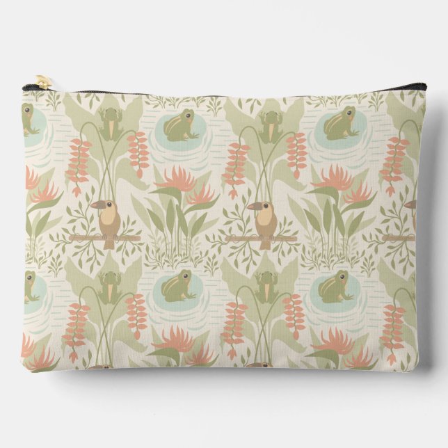 Pochette À Accessoires Grenouilles et oiseaux de la jungle douce (Recto)