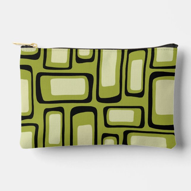 Pochette À Accessoires Grille rectangle arrondi vert milieu du siècle rét (Recto)
