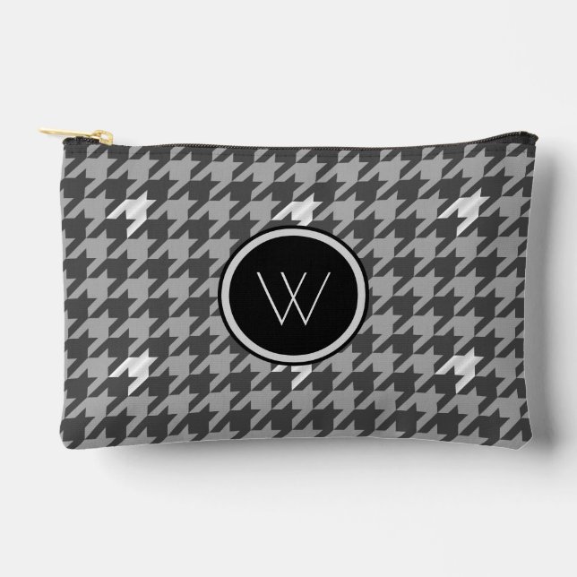 Pochette À Accessoires Gris à accent de carreaux argentés (Recto)