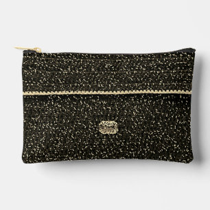 Pochette À Accessoires Gris Argent Noir Et Blanc Impression Crochet Artis