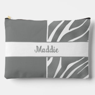 Pochette À Accessoires Gris Zebra Stripes Motif