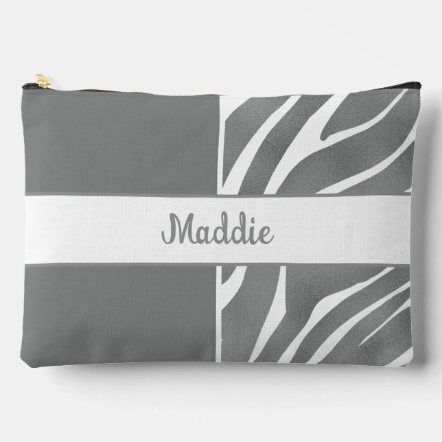Pochette À Accessoires Gris Zebra Stripes Motif (Recto)