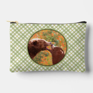 Pochette À Accessoires Grizzly Bear Mère et Cub Peinture Faune Art