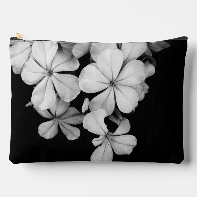 Pochette À Accessoires Gros plan sur les fleurs noires et blanches (Recto)