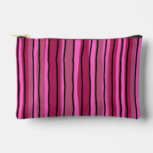 Pochette À Accessoires Grosse couleur Pop Hot Pink et Black Stripes Cosmé