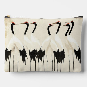 Pochette À Accessoires Grues japonaises sur fond beige