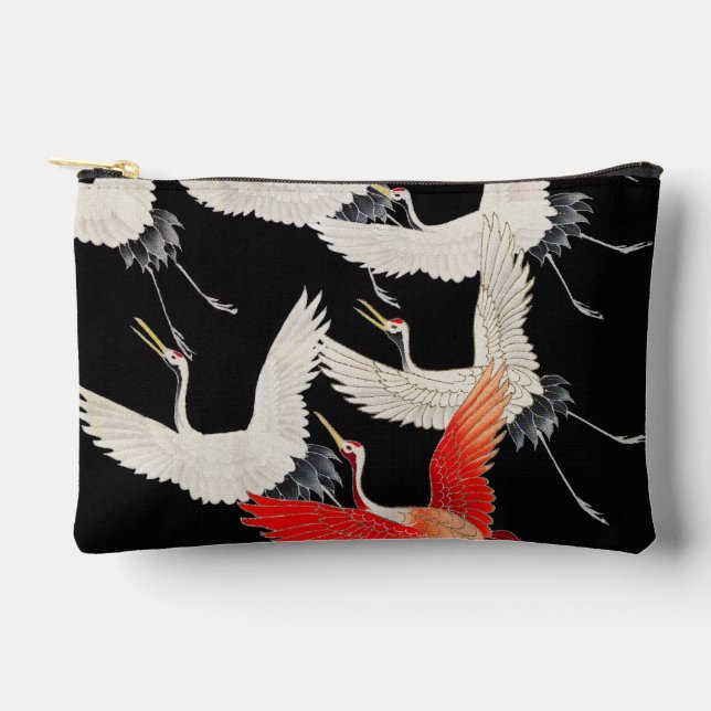 Pochette À Accessoires Grues volantes : Japonais Bird Kimono Art (Recto)