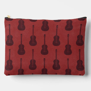 Pochette À Accessoires Guitare acoustique grungeuse pois tonals rouge