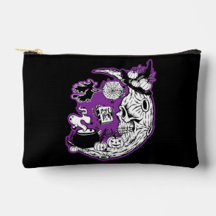 Pochette À Accessoires Halloween Croissant Lune crâne de sorcière