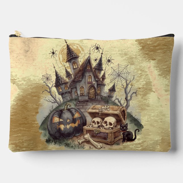 Pochette À Accessoires Halloween ,Gardien Crâne ,Épouvantable Effrayant,  (Recto)