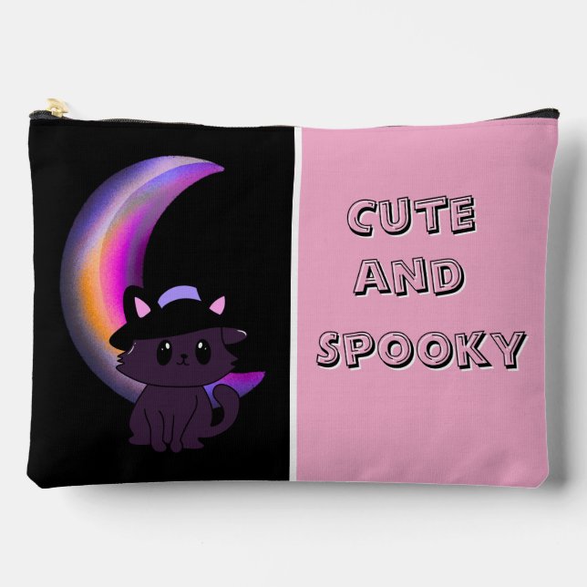 Pochette À Accessoires Halloween Kitty & Crescent Moon Cute Custom (Recto)