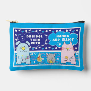 Pochette À Accessoires Hanoukka Chat Chien Souris Oiseau Jouer Dreidel