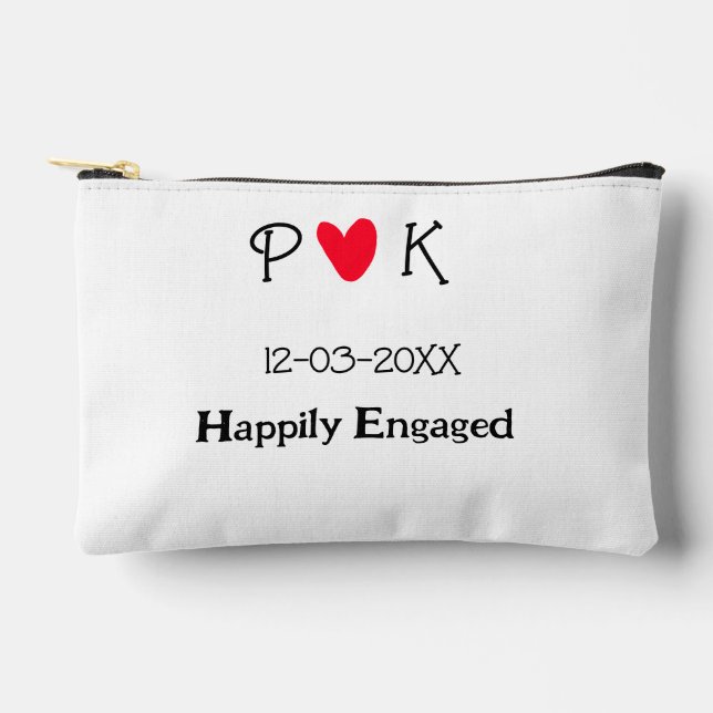 Pochette À Accessoires Happily Engagé ajouter nom de couple date de lettr (Recto)