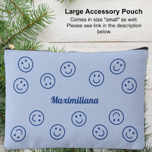 Pochette À Accessoires Happy Faces Blue - GRANDE poche d'accessoires