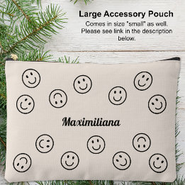 Pochette À Accessoires Happy Faces Charcoal Cement - LARGE Accessoire Pou