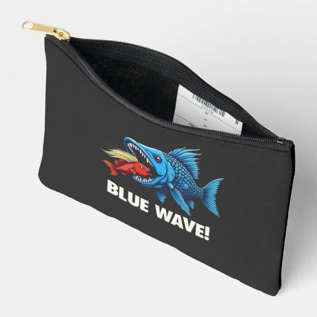 Pochette À Accessoires Harris Walz Élection Blue Waves Démocrate Fish (Ouvrir)