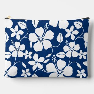 POCHETTE À ACCESSOIRES HAWAIIAN HULA (HIBISCUS) MOTIF EN BLEU DE MARINE