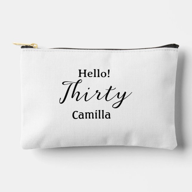 Pochette À Accessoires Hello thirty birthday name simple minimal elegant  (Recto)