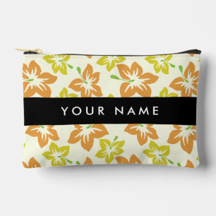 Pochette À Accessoires Hibiscus jaune, Hibiscus orange, Votre nom