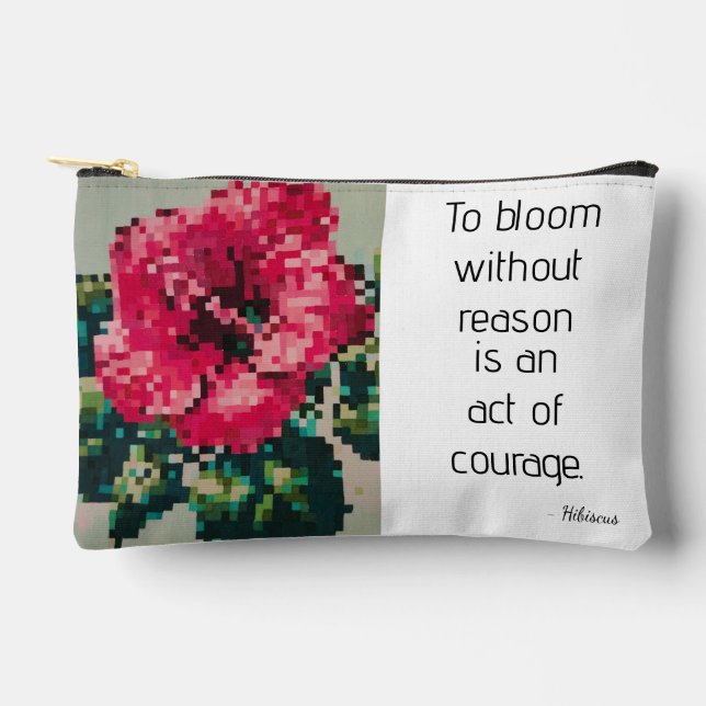 Pochette À Accessoires Hibiscus Soft Pastel Floral Pixel Art (Recto)