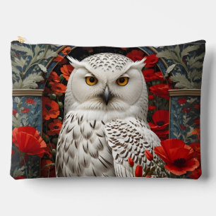 Pochette À Accessoires Hibou Blanc Fleurs de Pavot Rouge