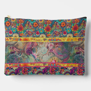Pochette À Accessoires Hippie rétro : Imaginaire floral Pouch zippé