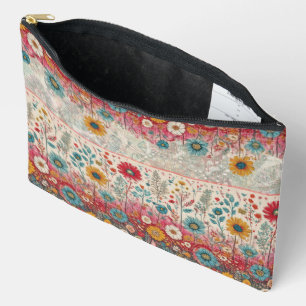 Pochette À Accessoires Hippie rétro : Jardin rouge Pouch zippée
