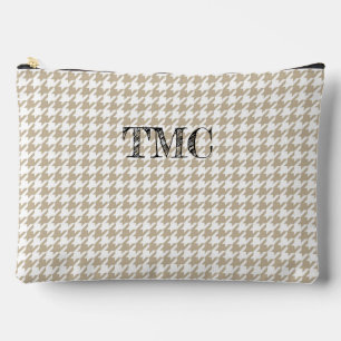 Pochette À Accessoires Houndstooth Beige White INITIALS Preppy Chic