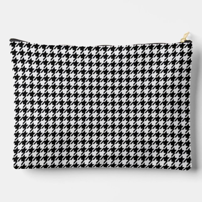 Pochette À Accessoires Houndstooth noir et blanc par Shirley Taylor (Verso)