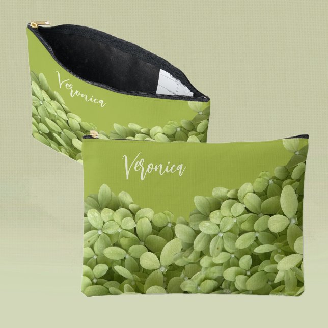 Pochette À Accessoires Hydrangea Fleurs Fleurs personnalisées Nom  (Créateur téléchargé)