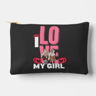 Pochette À Accessoires I Love My Girlfriend Custom black i luv 1 bouton