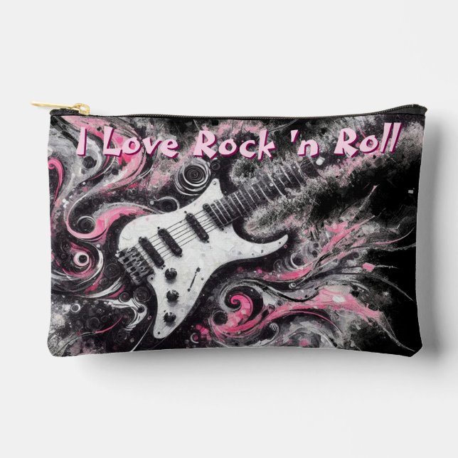 Pochette À Accessoires I Love Rock N Roll Guitare électrique Personnalisé (Recto)