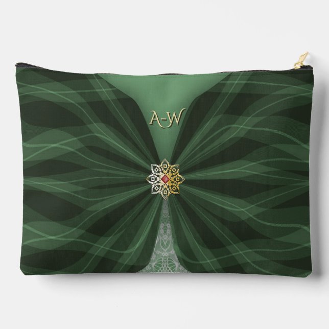 Pochette À Accessoires Illusion de textile botanique monogrammé vert   (Verso)