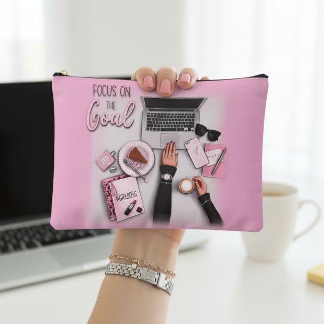 Pochette À Accessoires Illustration de fille rose bébé mignonne et tendan (Créateur téléchargé)