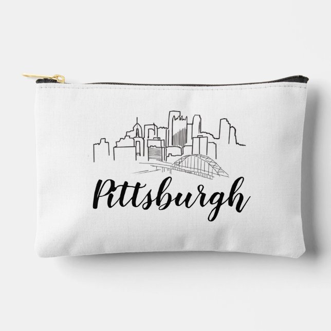 Pochette À Accessoires Illustration de Pittsburgh Skyline (Recto)