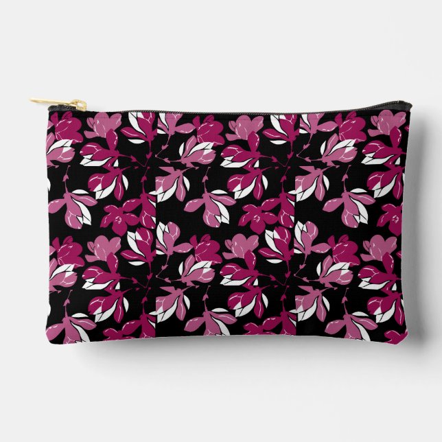 Pochette À Accessoires Impression botanique de magnolia rose (Recto)