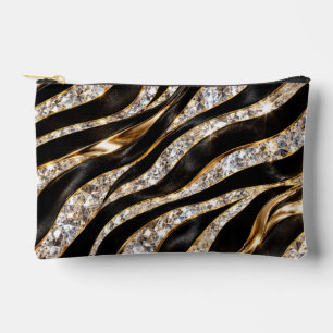Pochette À Accessoires Impression d'animal en cristal de zèbre de luxe