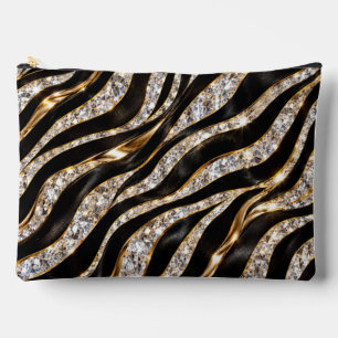 Pochette À Accessoires Impression d'animal en cristal de zèbre de luxe