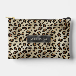 Pochette À Accessoires Impression d'animal léopard avec fausse feuille no