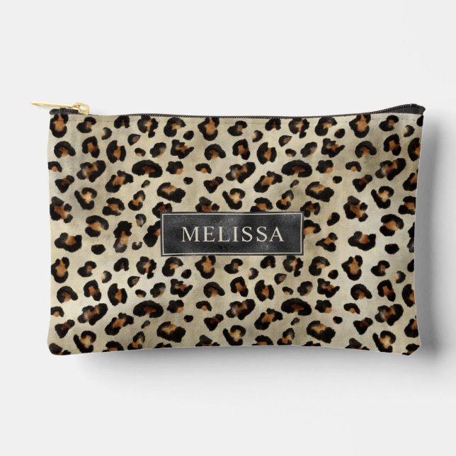 Pochette À Accessoires Impression d'animal léopard avec fausse feuille no (Recto)
