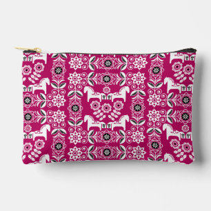 Pochette À Accessoires Impression de cheval suédois Dala vert