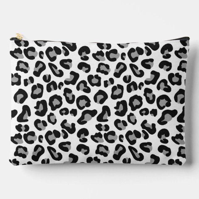Pochette À Accessoires Impression léopard en noir et blanc avec gris (Recto)