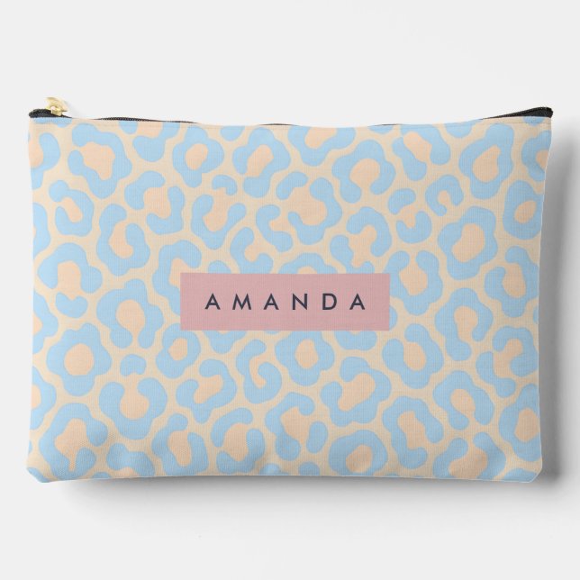 Pochette À Accessoires Impression personnalisée de léopard bleu doux (Recto)