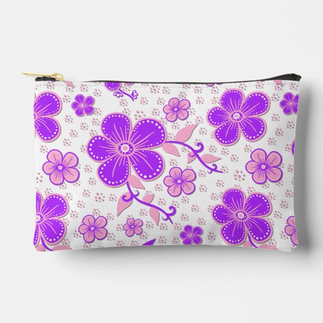 Pochette À Accessoires Impression simple de fleurs à l'aquarelle violette (Recto)