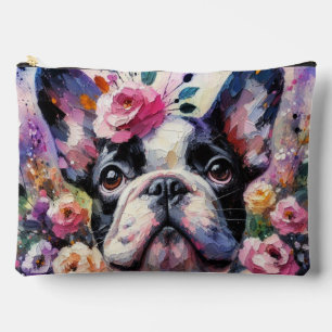 Pochette À Accessoires Impressionniste coloré Français Bulldog Floral Ros