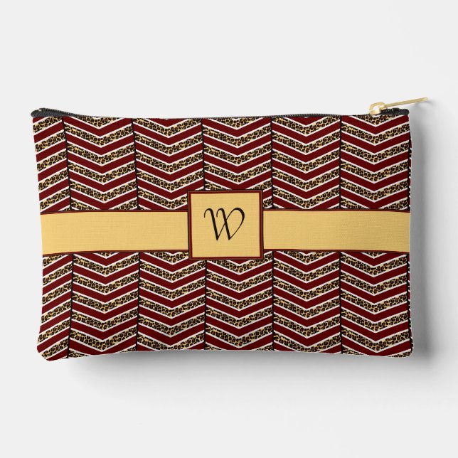 Pochette À Accessoires Imprimé Chevron Léopard (Verso)