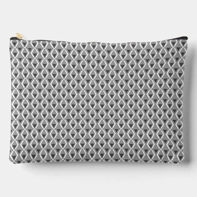 Pochette À Accessoires imprimé géométrique gris blanc (Recto)