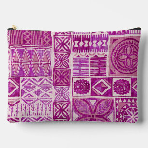 Pochette À Accessoires imprimé hawaïen tapa fuchsia