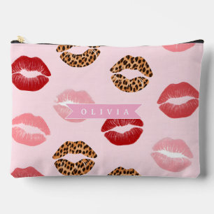 Pochette À Accessoires Imprimé léopard rose chic personnalisé pour les lè