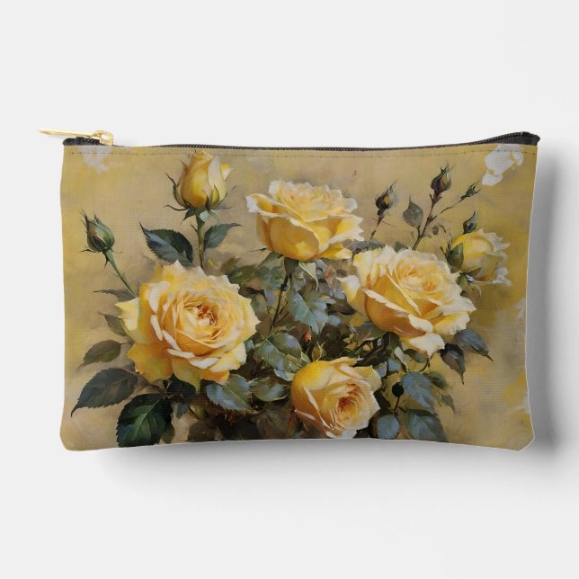 Pochette À Accessoires Imprimé Roses Jaunes (Recto)